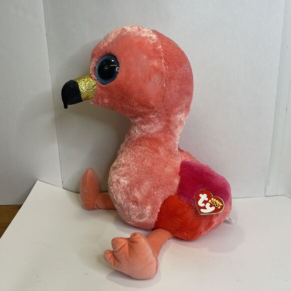 Ty Beanie Boo Gilda Pink Flamingo, Large Blue Eyes, TySilk Pink, 24"‎ Tall Baby - Picture 15 of 16